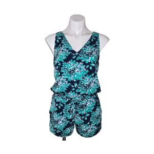 SPLENDID Women's Sleevless Medierannean Blossom Romper Bright Green Size Small